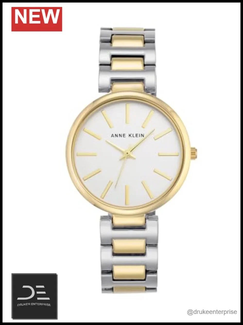 Two-Tone Gold and Silver Bracelet Watch with Crystal Embellished Bezel